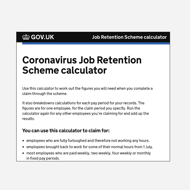 Screens from the Gov Furlough scheme