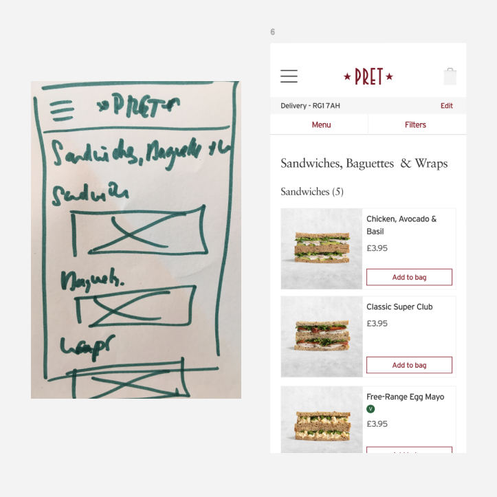 Screens from Pret's digital proposition and Coffee Subscription